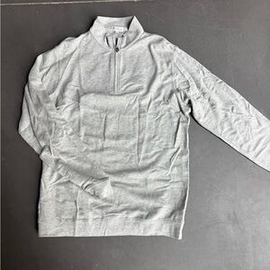 Peter Millar Light Gray Zip-Up Sweater, Size Medium